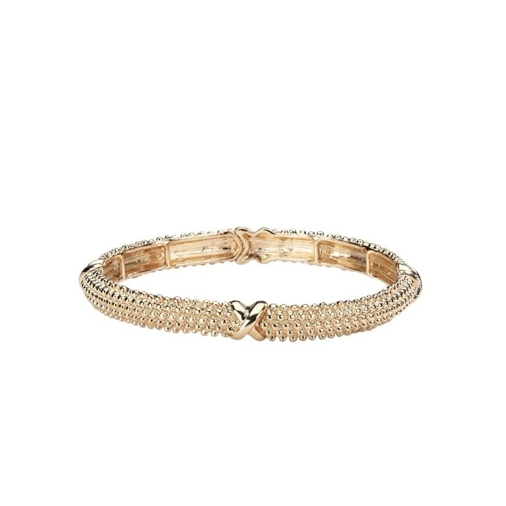 Park Lane Rica Bracelet Retail $44 GOLD STRETCH Bangle Beveled Knot BNWT